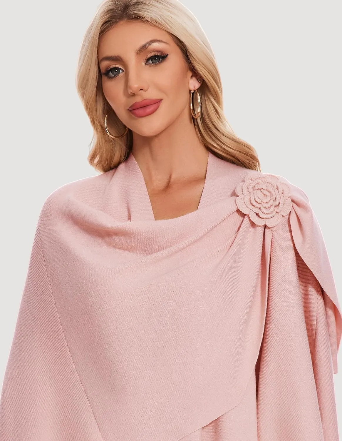 PULI Womens Elegant Cross Front Shawl Wraps Floral Wraps Soft Ponchos Cape Warm Travel Shawls