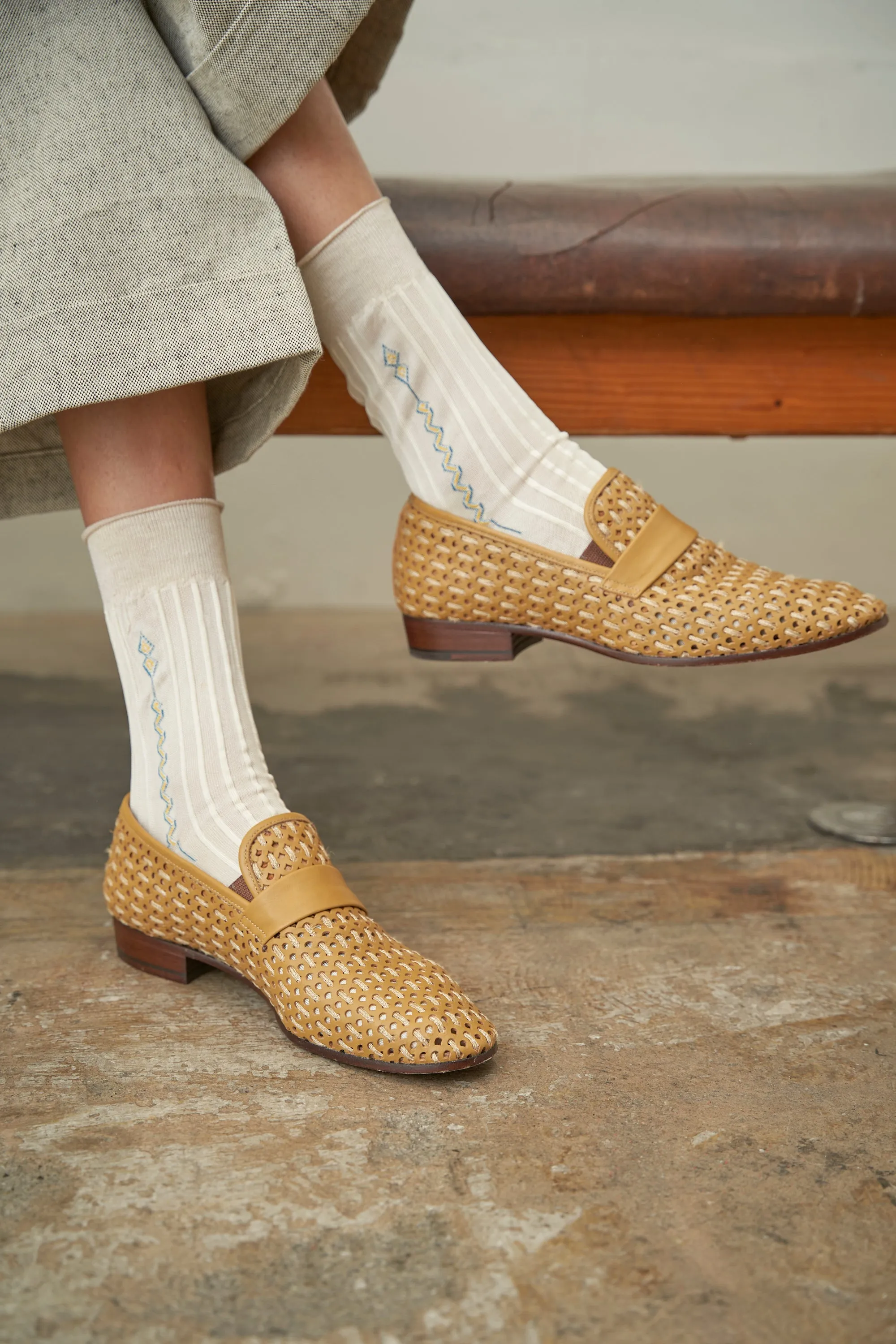 Punched Leather Brade Loafers