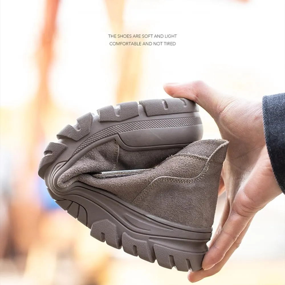 QINGCOMFACAI Steel Toe Shoes for Men Women Puncture Proof Non Slip Safety Work Shoes Comfortable Indestructible Construction Composite Toe Welder Boots