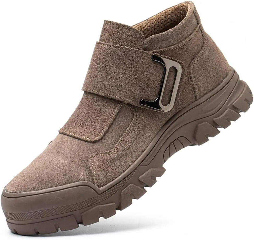 QINGCOMFACAI Steel Toe Shoes for Men Women Puncture Proof Non Slip Safety Work Shoes Comfortable Indestructible Construction Composite Toe Welder Boots
