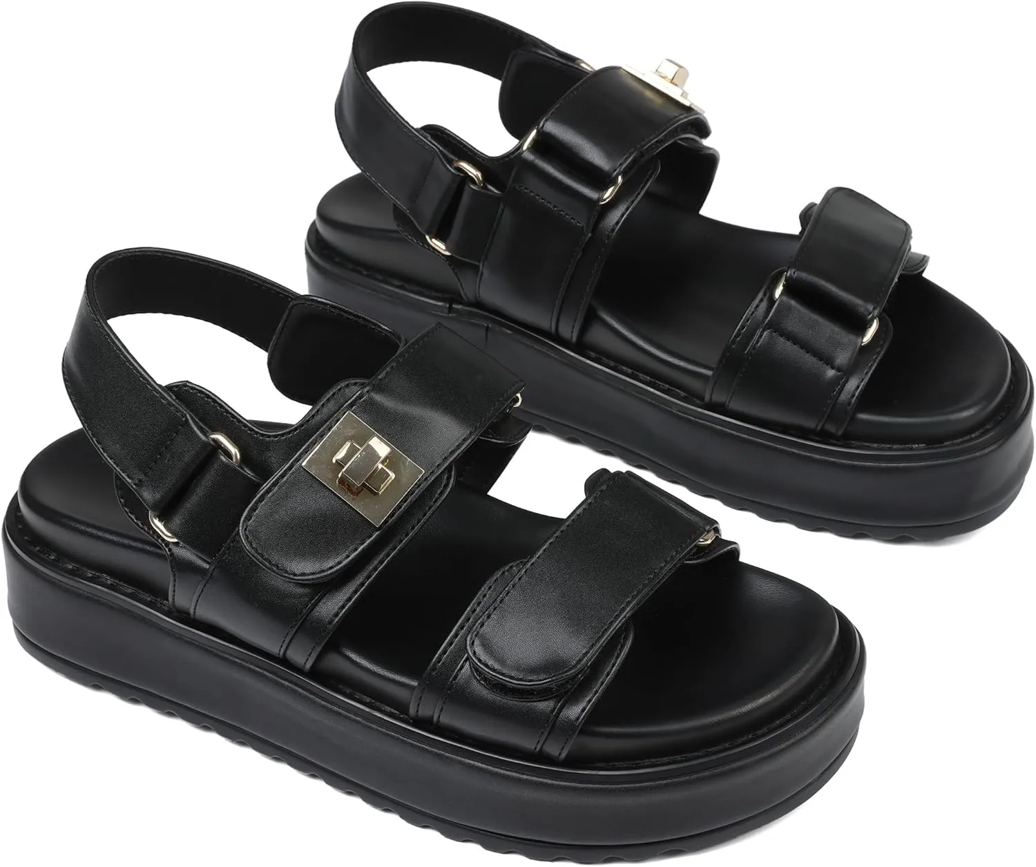 Raffia Platform Sandals Women, Summer Beach Walking Comfortable Cute Vacation Chunky Womens Sandals Slingback Adjustable Strap Buckle Sandals