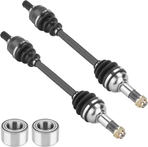Rear CV Axle Shaft & Wheel Bearing Set for Yamaha Grizzly 500/700 Kodiak 450 2007-2021; 2 Pair Rear Greased 4340 Chromoly Steel CV Axle Drive Shaft with Wheel Bearing Combo Kit Assembly