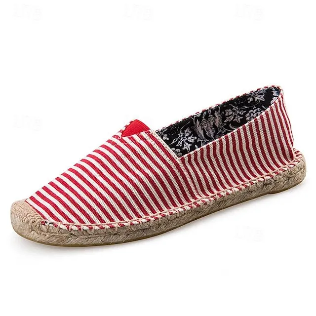 Red Hurry, limited slots and Striped Running out fast Men's Nautical Espadrilles: White