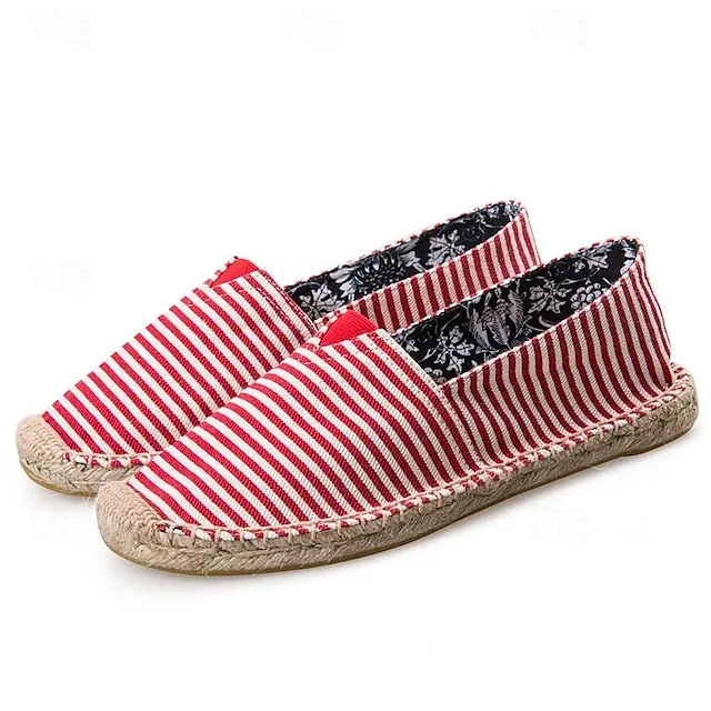 Red Hurry, limited slots and Striped Running out fast Men's Nautical Espadrilles: White