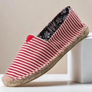 Red Hurry, limited slots and Striped Running out fast Men's Nautical Espadrilles: White