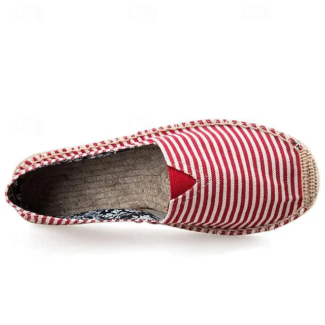 Red Hurry, limited slots and Striped Running out fast Men's Nautical Espadrilles: White