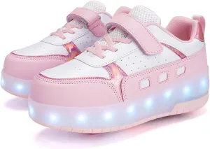 Roller Skate Shoes for Boys and Girls Kids LED Light Up Fashion Sneakers with Rechargeable and Detachable Wheels The Gift for Party Birthday Christmas Day
