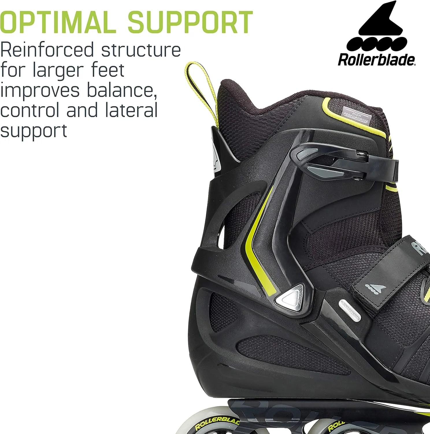 Rollerblade RB XL Men's Adult Fitness Inline Skate, Black and Lime, High Performance Inline Skates