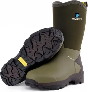 Rubber Boots for Men with Steel Shank, Mid Calf Work Rain Boots, Men's Outdoor Waterproof Anti-Slip Hunting Boot, Size 6-13