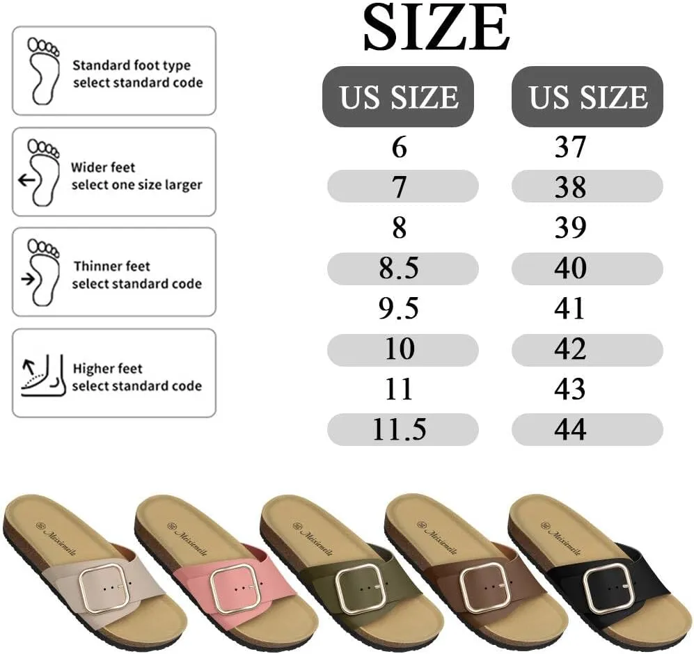 Sandals for Women Memory Foam Insole Womens Sandals Comfortable Genuine Leather Sandals Classic Cork Antislip Slippers