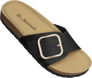 Sandals for Women Memory Foam Insole Womens Sandals Comfortable Genuine Leather Sandals Classic Cork Antislip Slippers