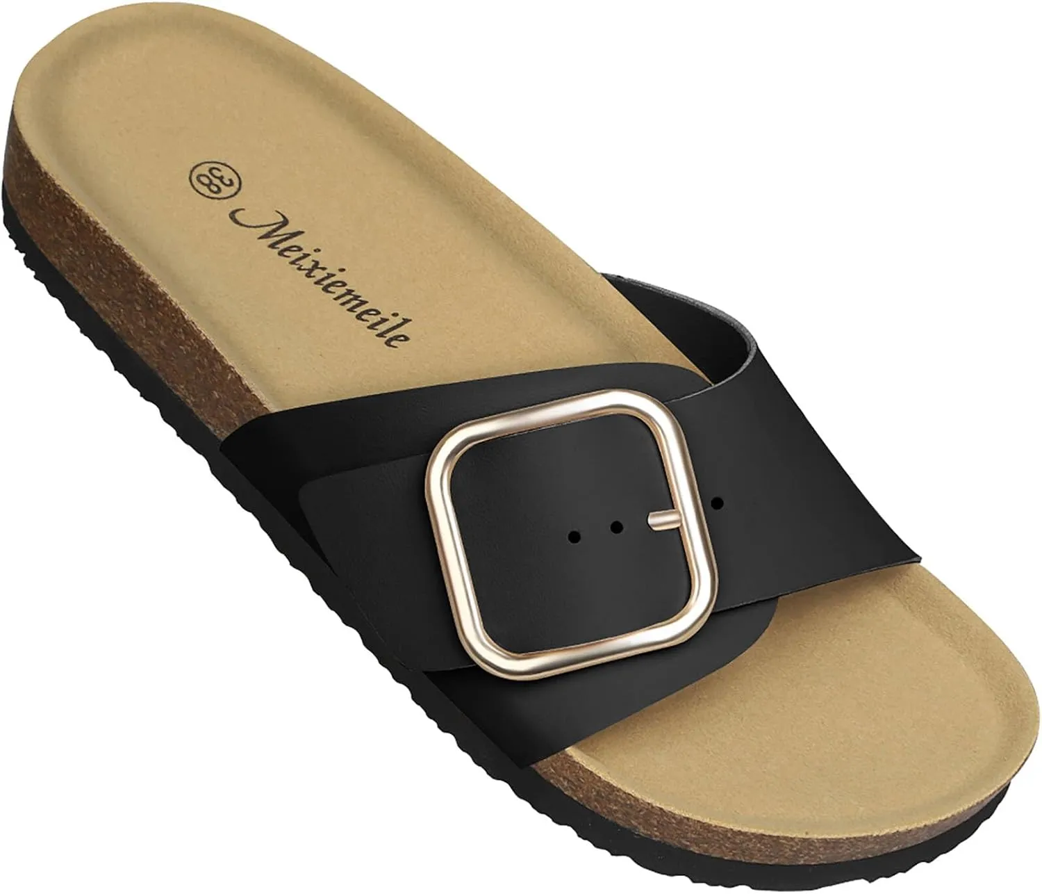 Sandals for Women Memory Foam Insole Womens Sandals Comfortable Genuine Leather Sandals Classic Cork Antislip Slippers