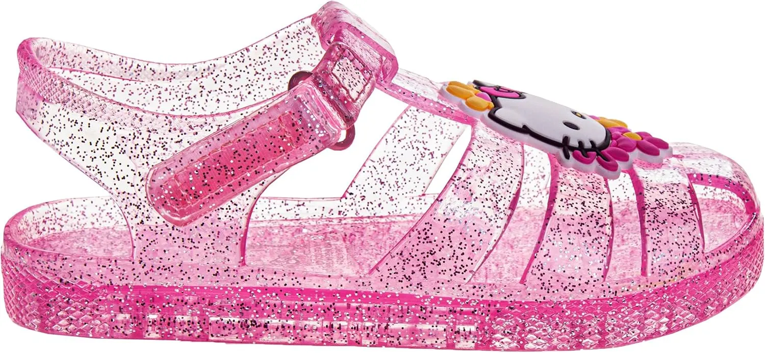 Sanrio Hello Kitty Jelly Sandals for Girls - Slip-On Slide Kitty Sandal Water Pool Beach Slides (Sizes: 6-10 Toddler / 11 Little Kid)