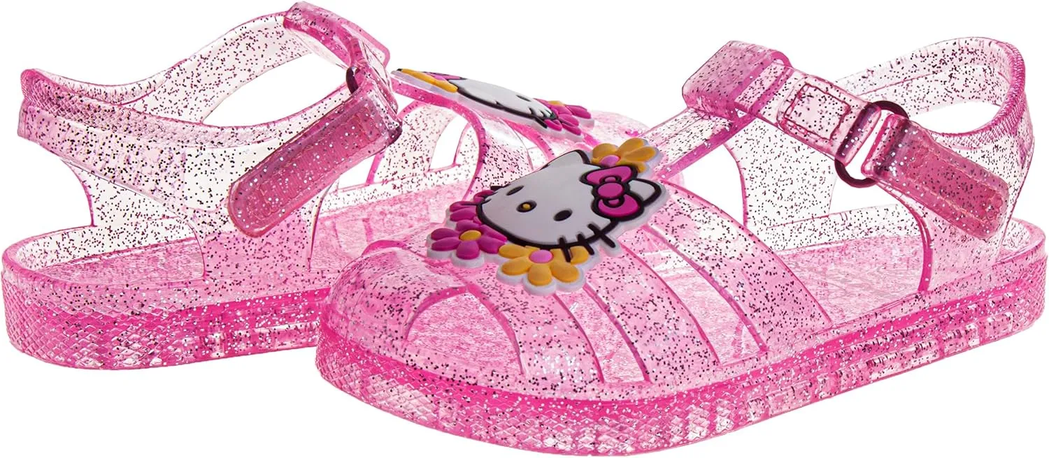 Sanrio Hello Kitty Jelly Sandals for Girls - Slip-On Slide Kitty Sandal Water Pool Beach Slides (Sizes: 6-10 Toddler / 11 Little Kid)