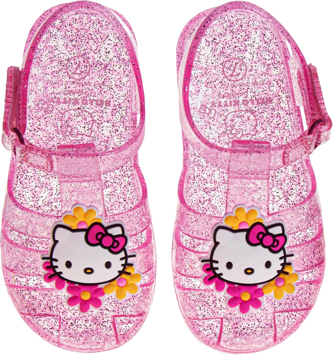Sanrio Hello Kitty Jelly Sandals for Girls - Slip-On Slide Kitty Sandal Water Pool Beach Slides (Sizes: 6-10 Toddler / 11 Little Kid)