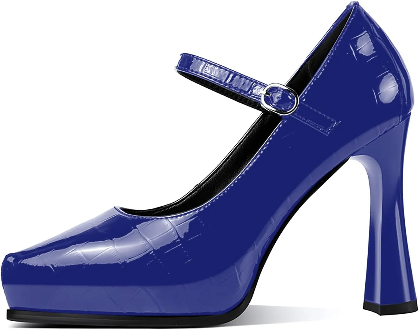 sarawill Women's Pointed Toe Mary Jane High Block Heels Fashion Crocodile Platform Pumps Evening Office Dressy High Heel Shoes for Ladies