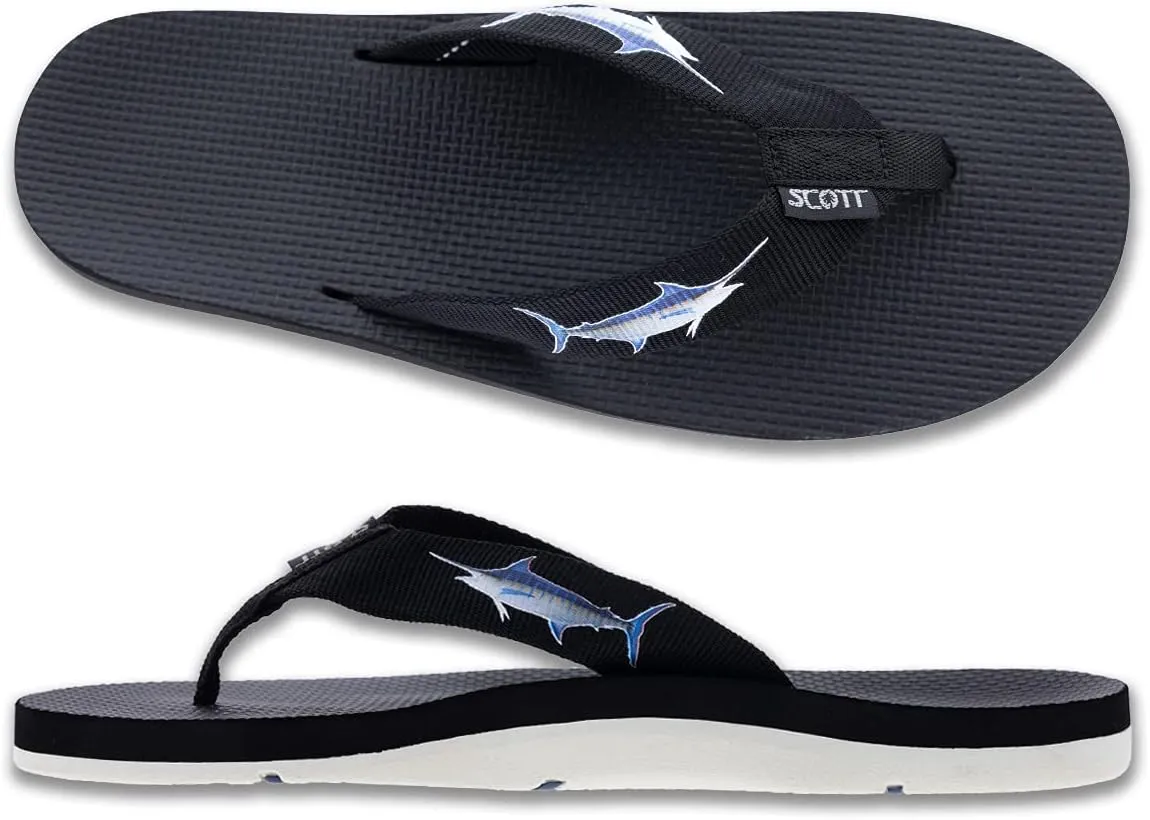Scott Hawaii Men's Hokulea Sandal | Tubular Nylon Strap Rolls Against Skin | Molded Outolse With Arch Support And Heel Cup | Non-Marking No-Slip | Marine And Boat Friendly Flip Flop