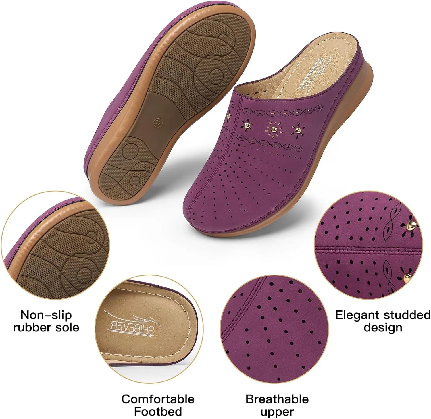 SHIBEVER Clogs for Women Mules Slip-On: Closed Toe Clog - Comfortable Womens Mule