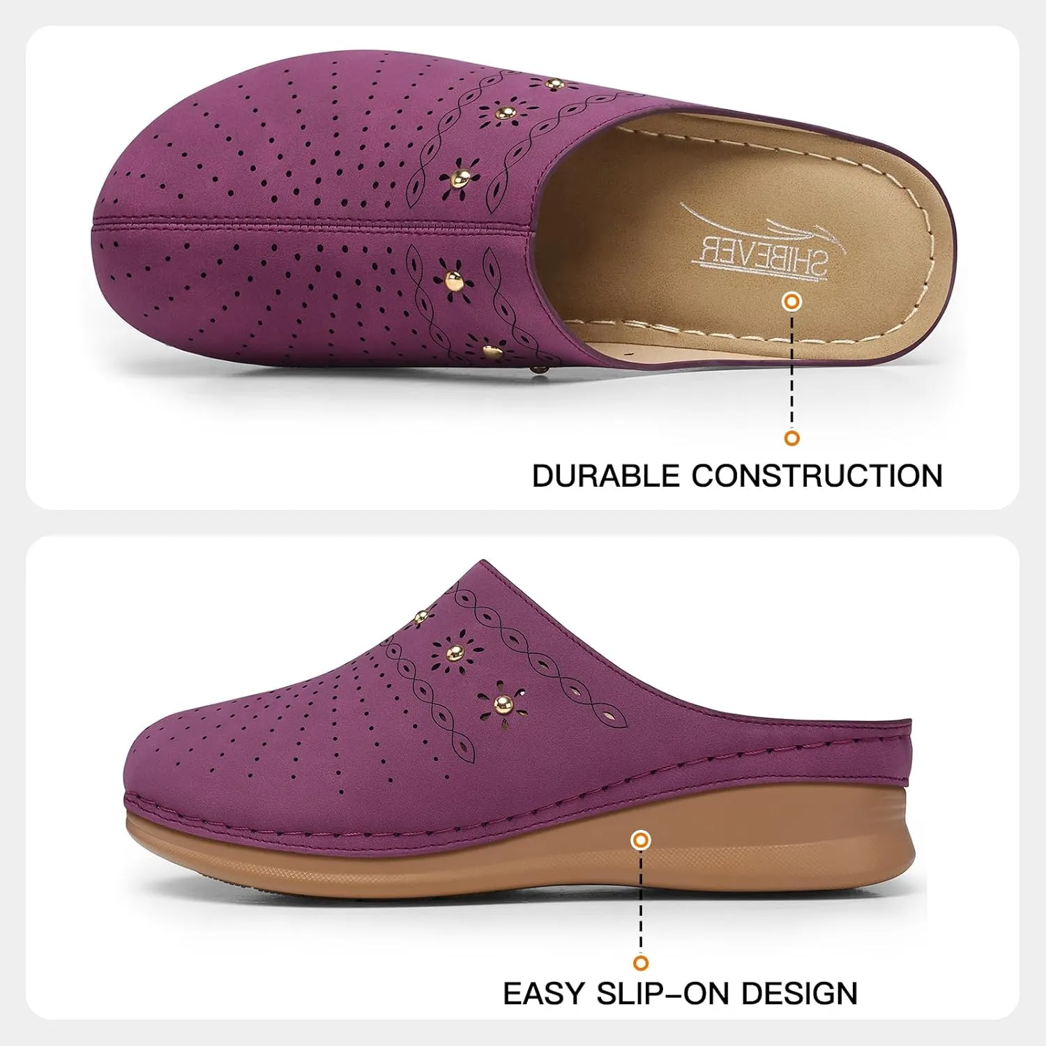 SHIBEVER Clogs for Women Mules Slip-On: Closed Toe Clog - Comfortable Womens Mule
