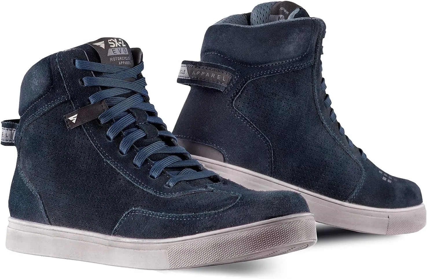 SHIMA SX-2 EVO Men's Motorcycle Shoes/Boots: Reinforced Leather, 4 Colors, TPU & ArmorPlus Ankle Safety, Breathable Suede & 3D Mesh, Anti-Slip Sole (Blue, 11,5)