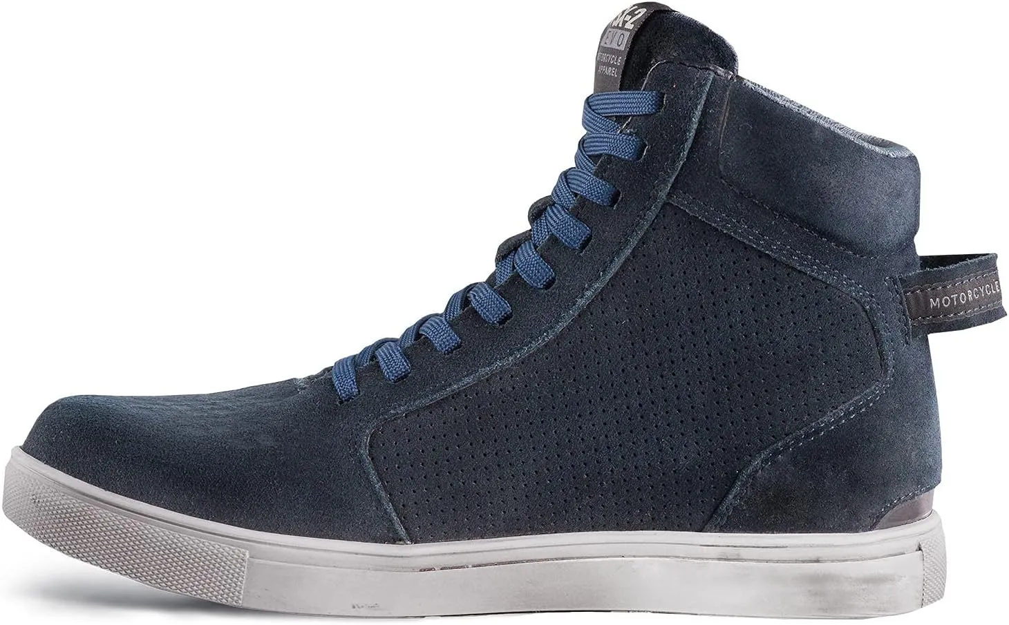 SHIMA SX-2 EVO Men's Motorcycle Shoes/Boots: Reinforced Leather, 4 Colors, TPU & ArmorPlus Ankle Safety, Breathable Suede & 3D Mesh, Anti-Slip Sole (Blue, 11,5)