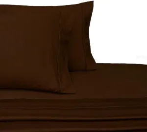 Solid Chocolate Super Single Microfiber Attached Waterbed Sheets with Pole Attachment. Pole not Included