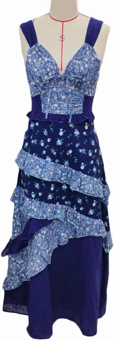 SOLILOQUY Women Y2K Boho Maxi Dress Floral Lace Sheer Patchwork Tiered Flowy Cami Long Dress Summer Smocked Beach Sundress