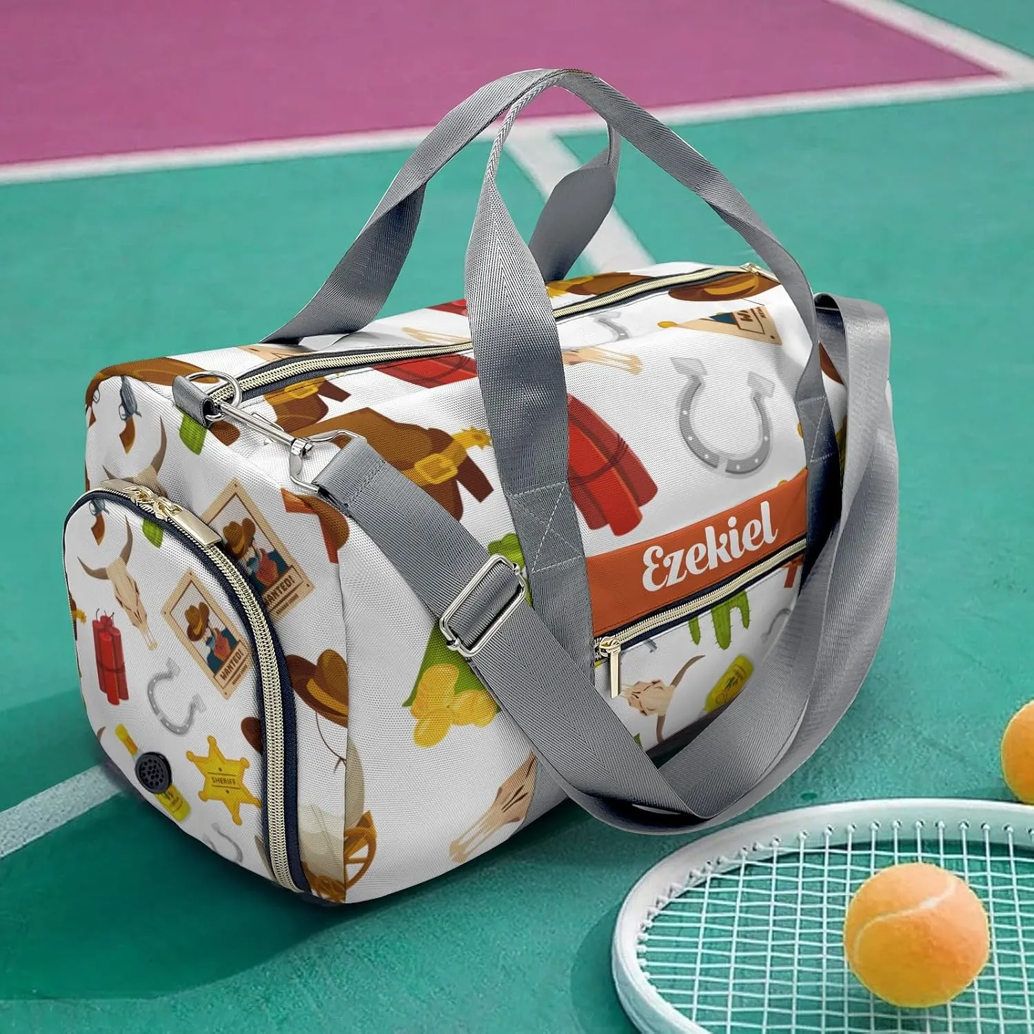 Sport Player Duffle Bag for Travel,Personalized Boots Hats Wild Carry on Bag Travel Bags Overnight Weekend Gym Bag Carry On Luggage Bags