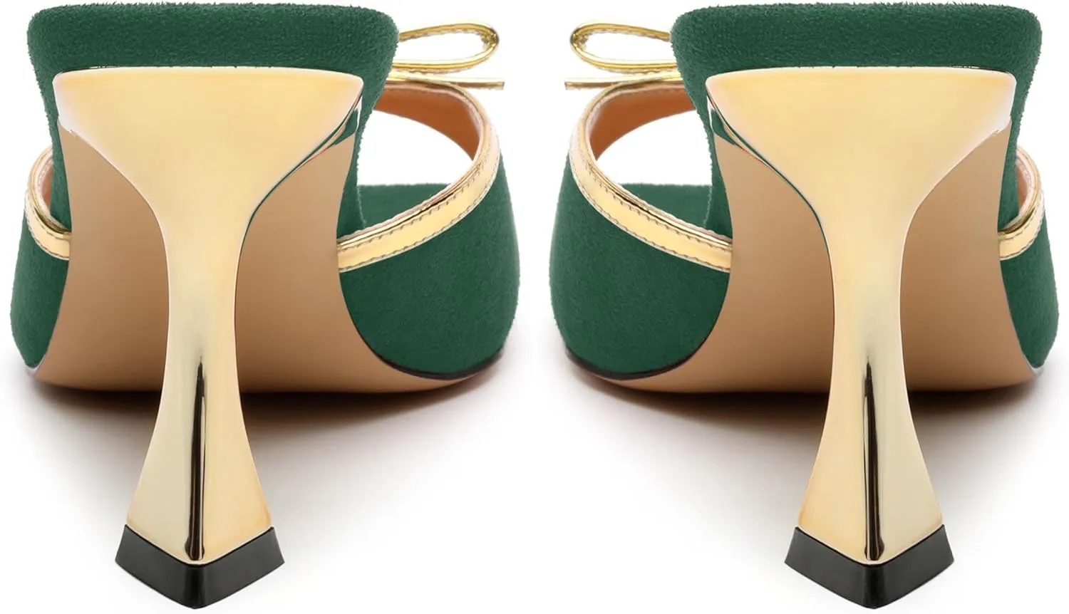 Square Toe Stilettos - Slip-On Heeled Sandals with Bow Accent, Dressy Work to Party Shoes for Women, Daily Occasion High Heels
