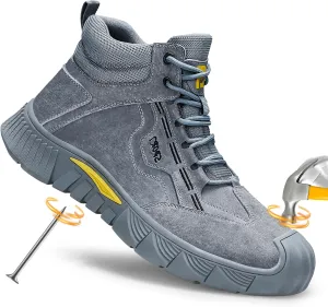 Steel Toe Boots for Men Indestructible Steel Toe Shoes Breathable High Top Work Boots for Men Lightweight Safety Shoes Non Slip Work Shoes Industry Construction Safety Boots