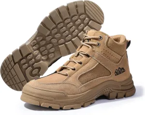 Steel Toe Boots for Men Indestructible Steel Toe Shoes Breathable High Top Work Boots for Men Lightweight Safety Shoes Non Slip Work Shoes Industry Construction
