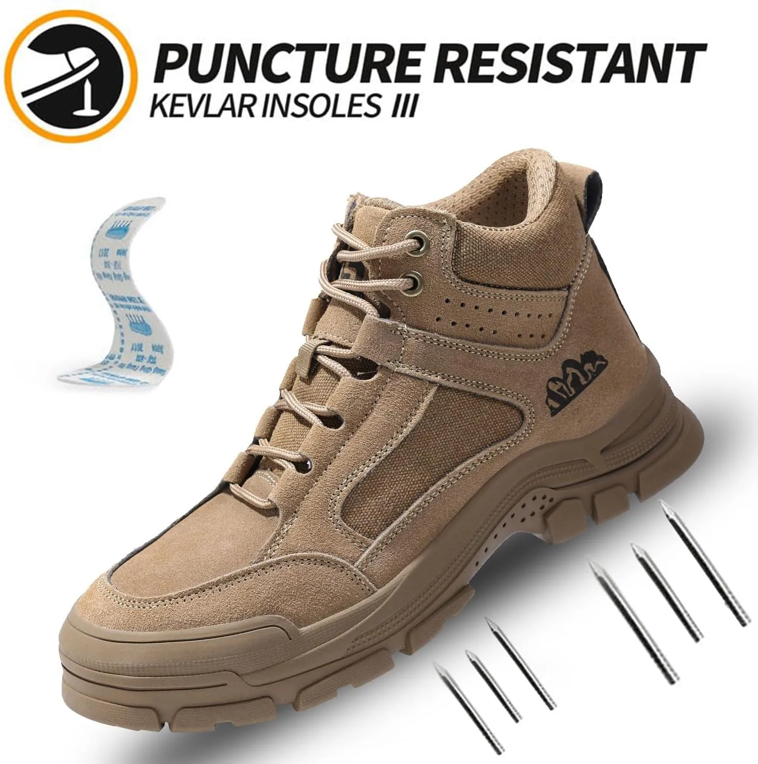 Steel Toe Boots for Men Indestructible Steel Toe Shoes Breathable High Top Work Boots for Men Lightweight Safety Shoes Non Slip Work Shoes Industry Construction