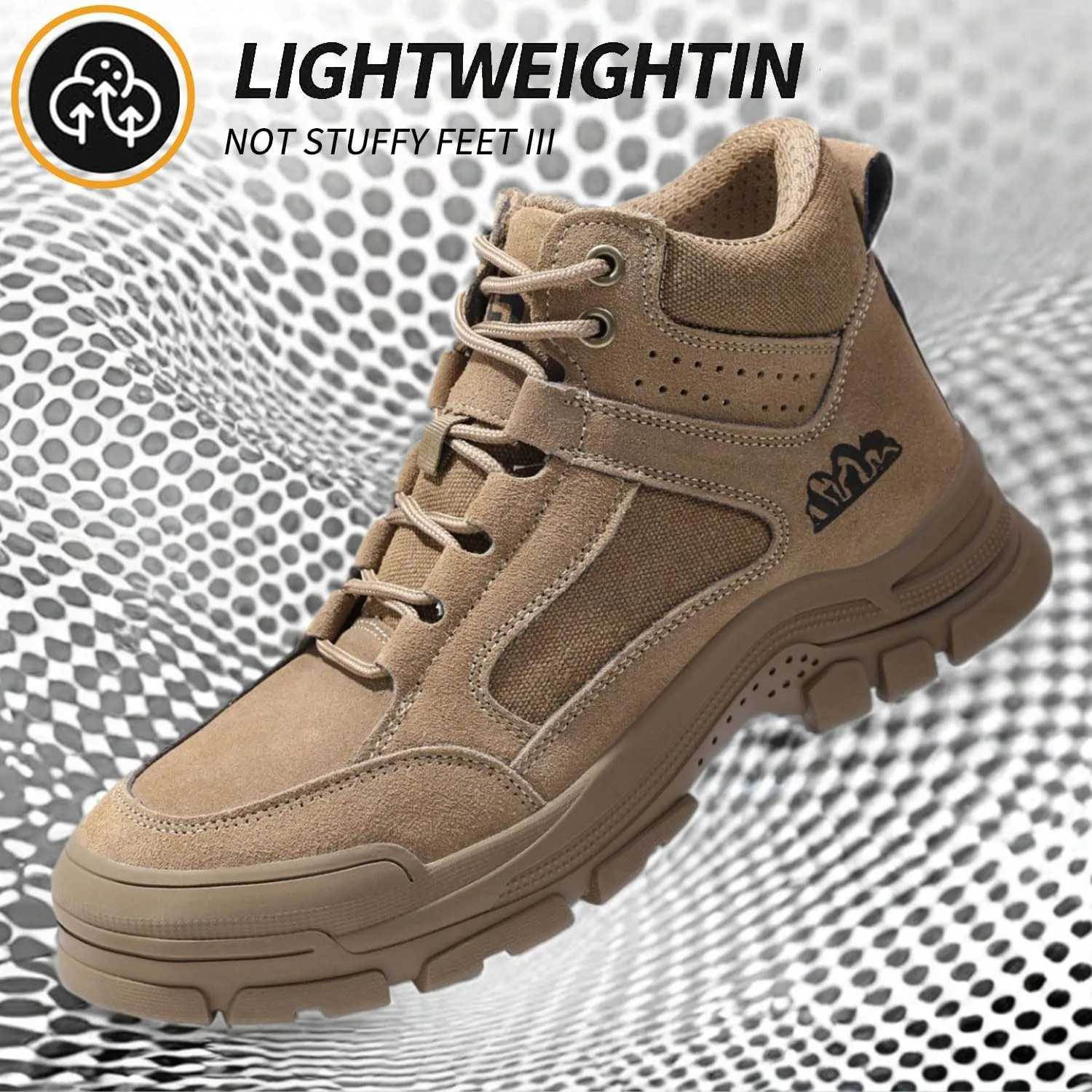Steel Toe Boots for Men Indestructible Steel Toe Shoes Breathable High Top Work Boots for Men Lightweight Safety Shoes Non Slip Work Shoes Industry Construction