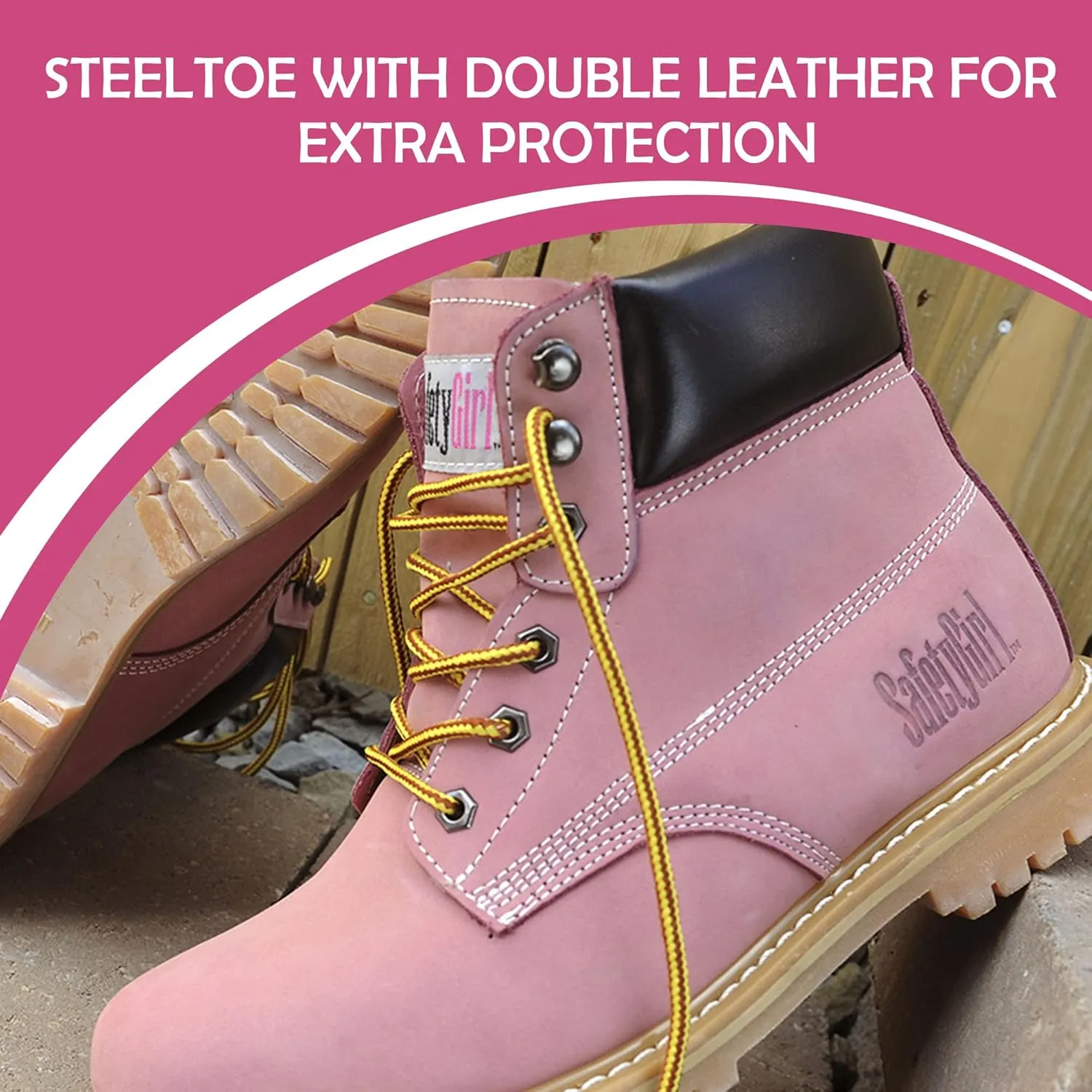 Steel Toe Boots for Women - Light Pink-10W | Waterproof Work Boots for Women Steel Toe Boots | Slip Resistant Work Shoes for Women | Lightweight Nubuck Leather for Comfort and Style