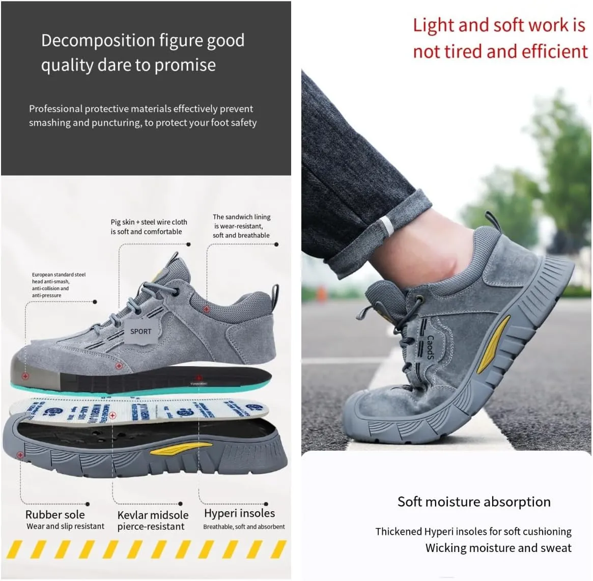 Steel Toe Cap Trainers Men Women Safety Trainers Lightweight Breathable Non-Slip Work Shoes Safety Boots Construction Industrial Sneakers