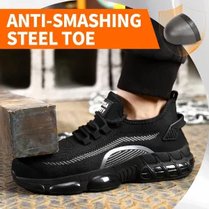 Steel Toe Shoes for Men No Slip Work Shoes Air Cushion Construction Industrial Shoes Safety Shoes Lightweight Steel Toe Sneakers for Men Women