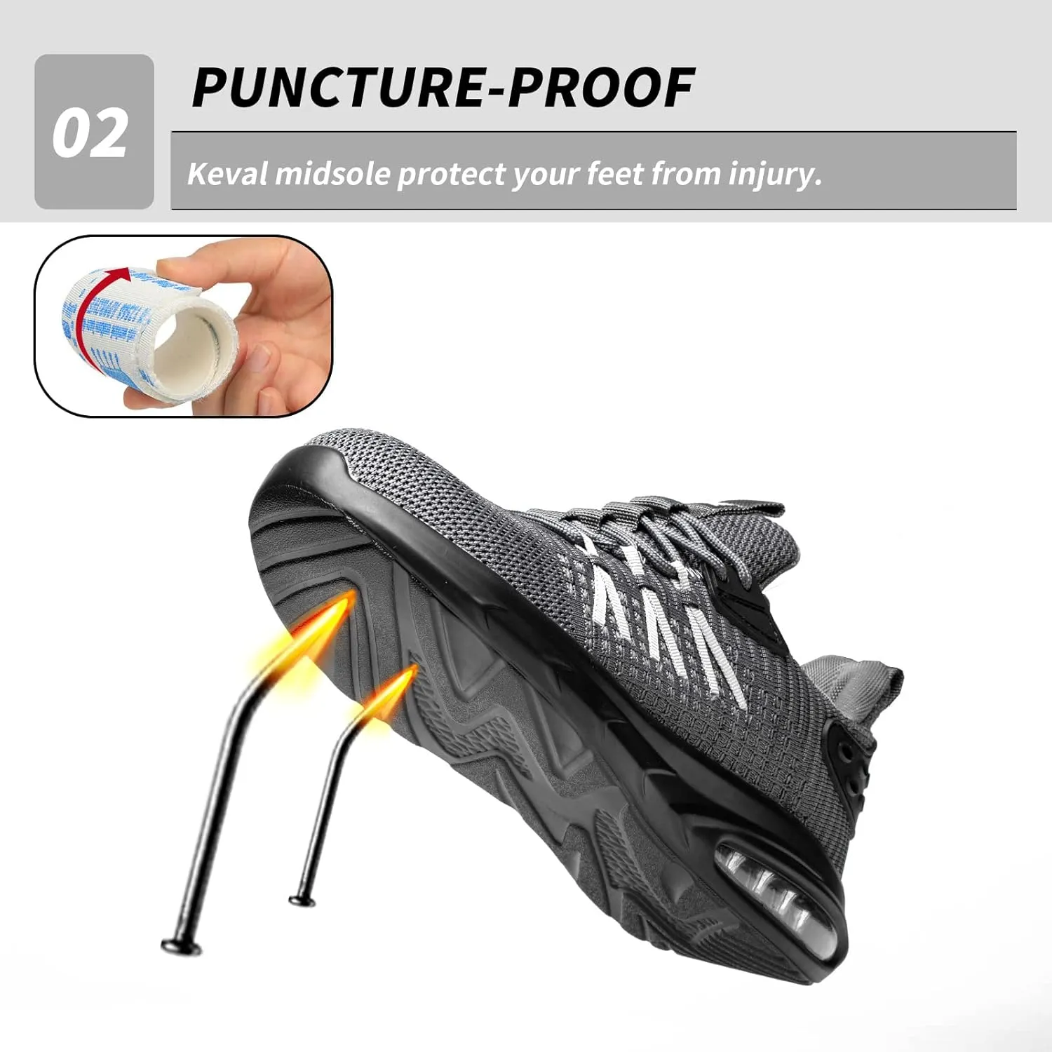 Steel Toe Shoes for Men Work Women Lightweight Air Cushion Sneakers Slip Resistant Safety Work Boots Indestructible Shoes