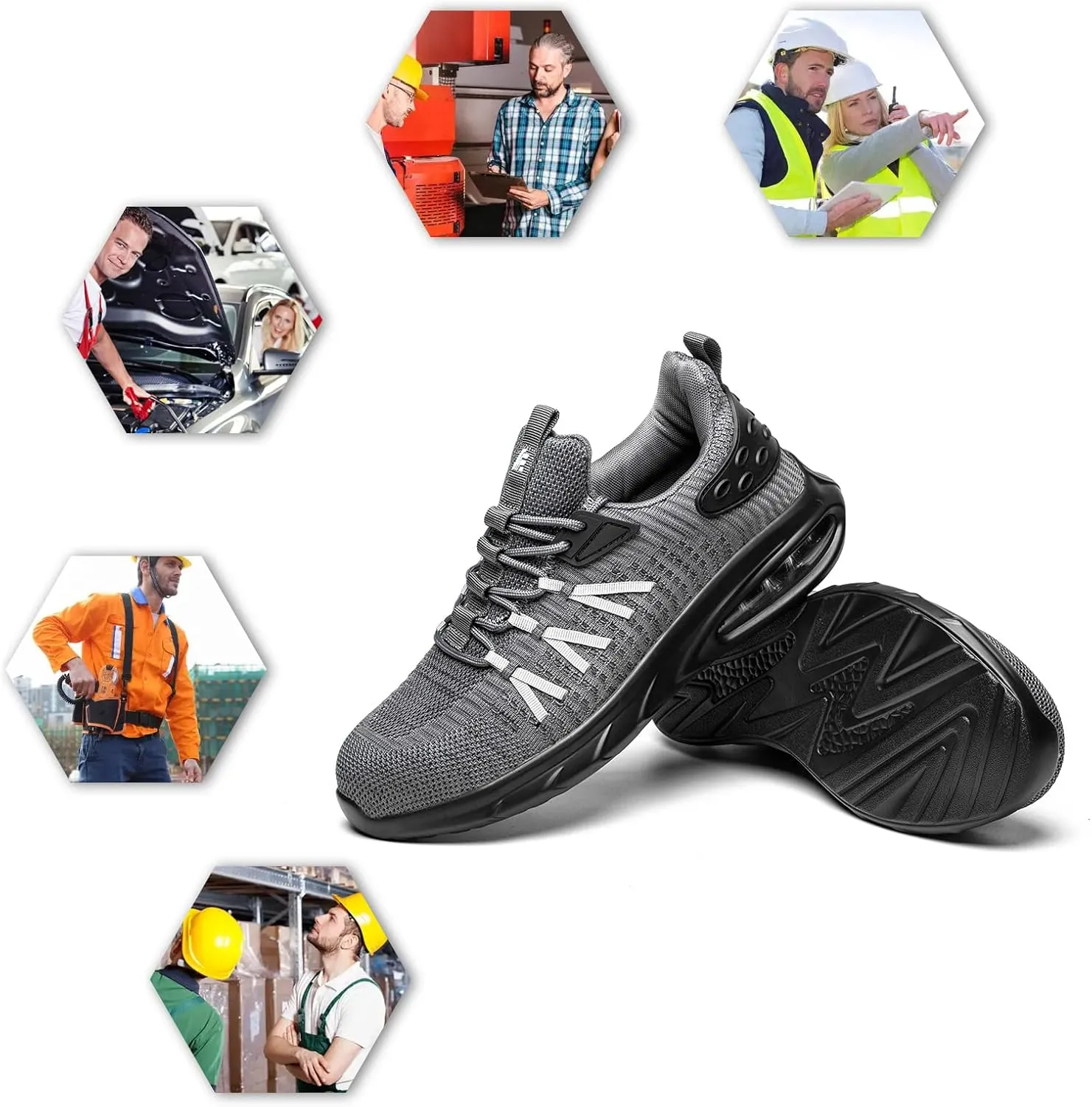 Steel Toe Shoes for Men Work Women Lightweight Air Cushion Sneakers Slip Resistant Safety Work Boots Indestructible Shoes