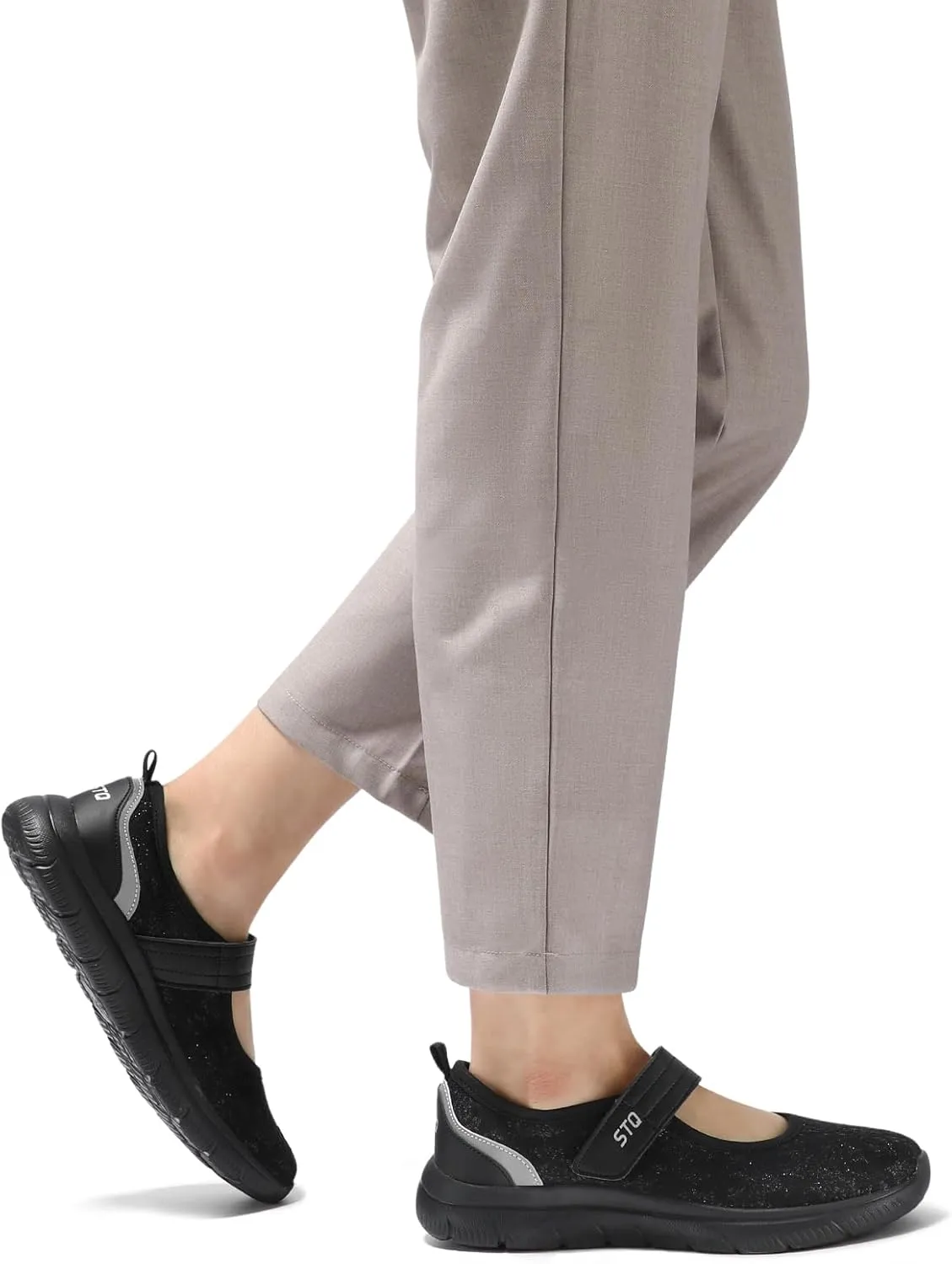STQ Womens Walking Shoes Orthopedic Shoes Adjustable Non Slip Mary Jane Shoes