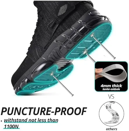 SUADEX Arch Support Steel Toe Boots for Men Women Indestructible Work Boots Lightweight Safety Shoes Puncture Proof Composite Toe