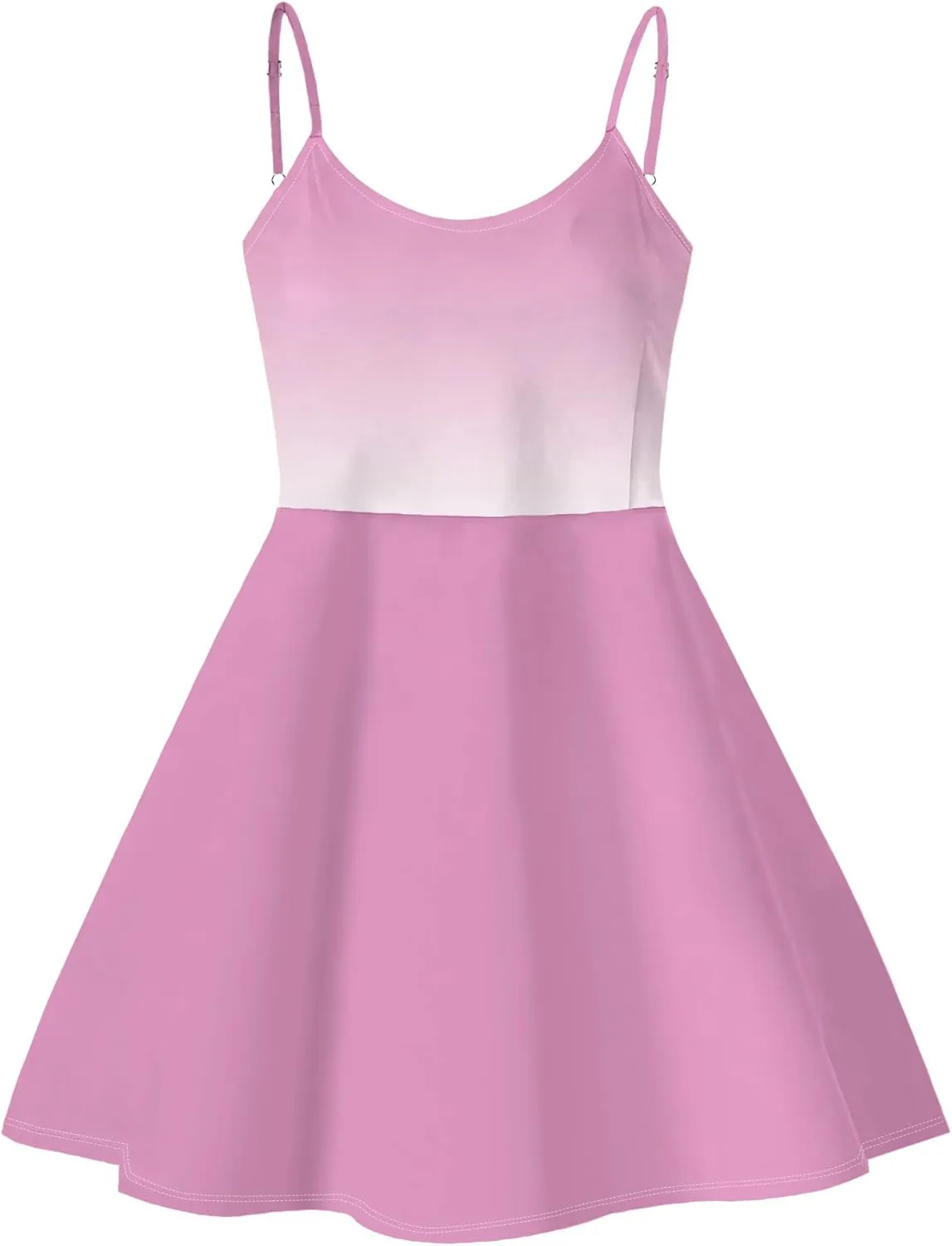 Summer Cami Midi Halter Tank Short Dress Off-Shoulder Backless Adjustable Shoulder Strap Knee-Length Sundress S-3XL