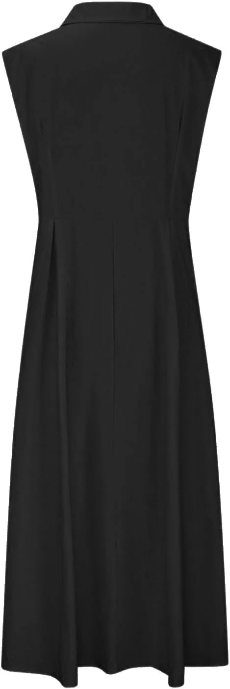 Summer Dreses for Women 2025 Casual Sleeveless Linen Maxi Dress Button Down V Neck Tank Dress Beach Long Sundress