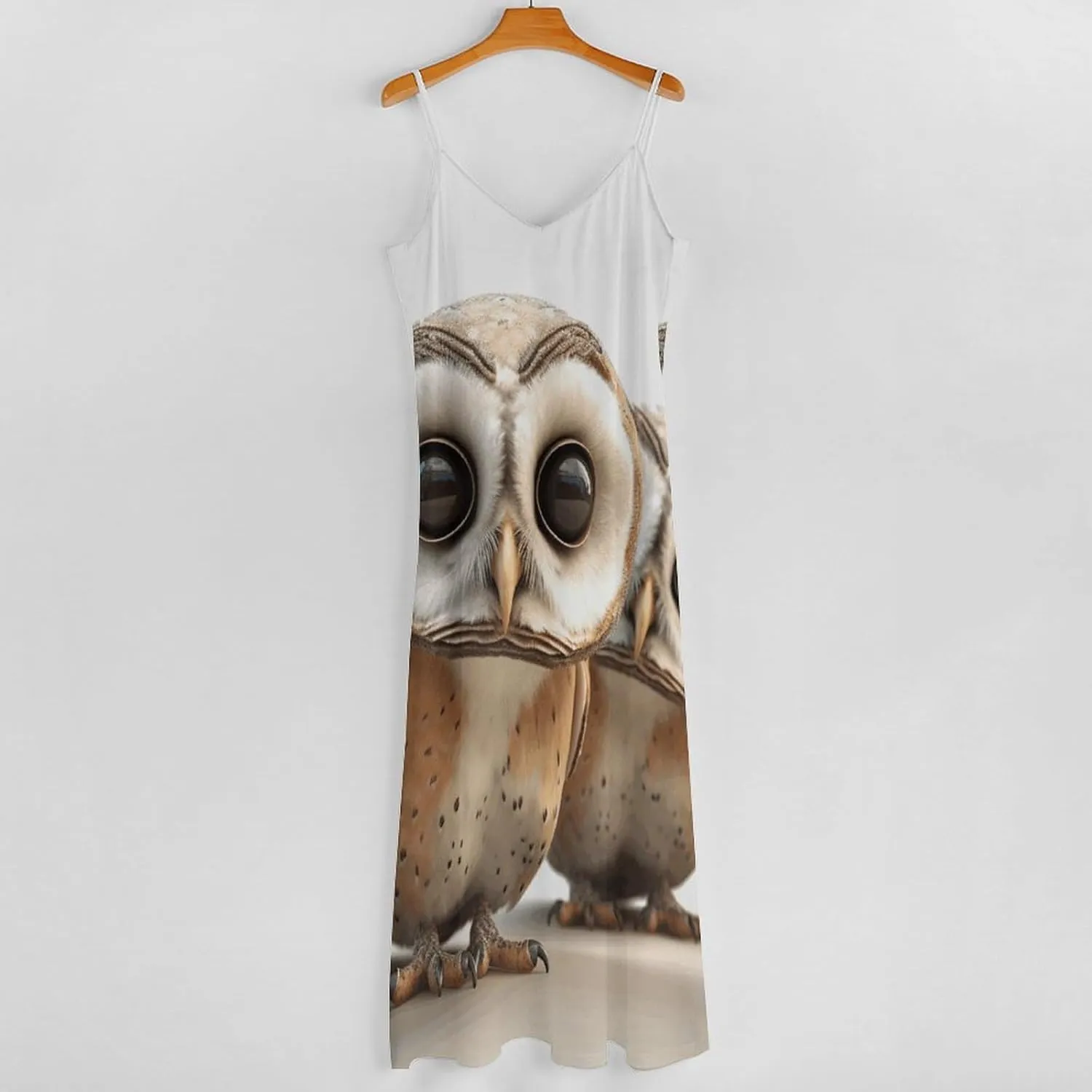 Summer Dresses Funny Owl Dress for Women Beach Long Maxi Dress Floral Print Sundress