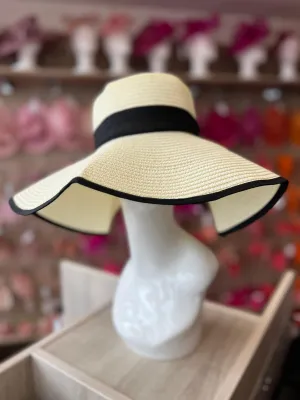 Summer Straw Floppy Hat Cream