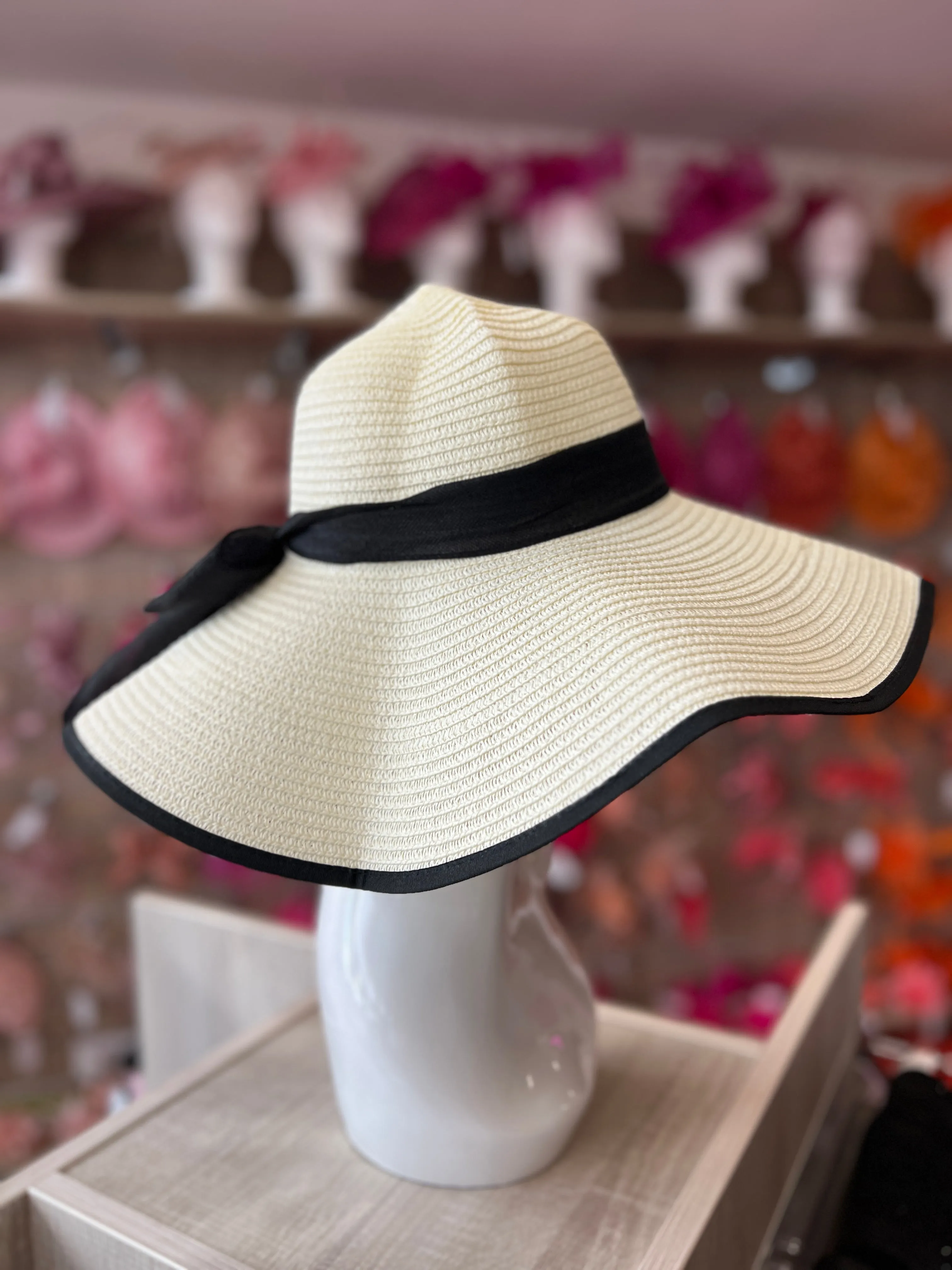 Summer Straw Floppy Hat Cream
