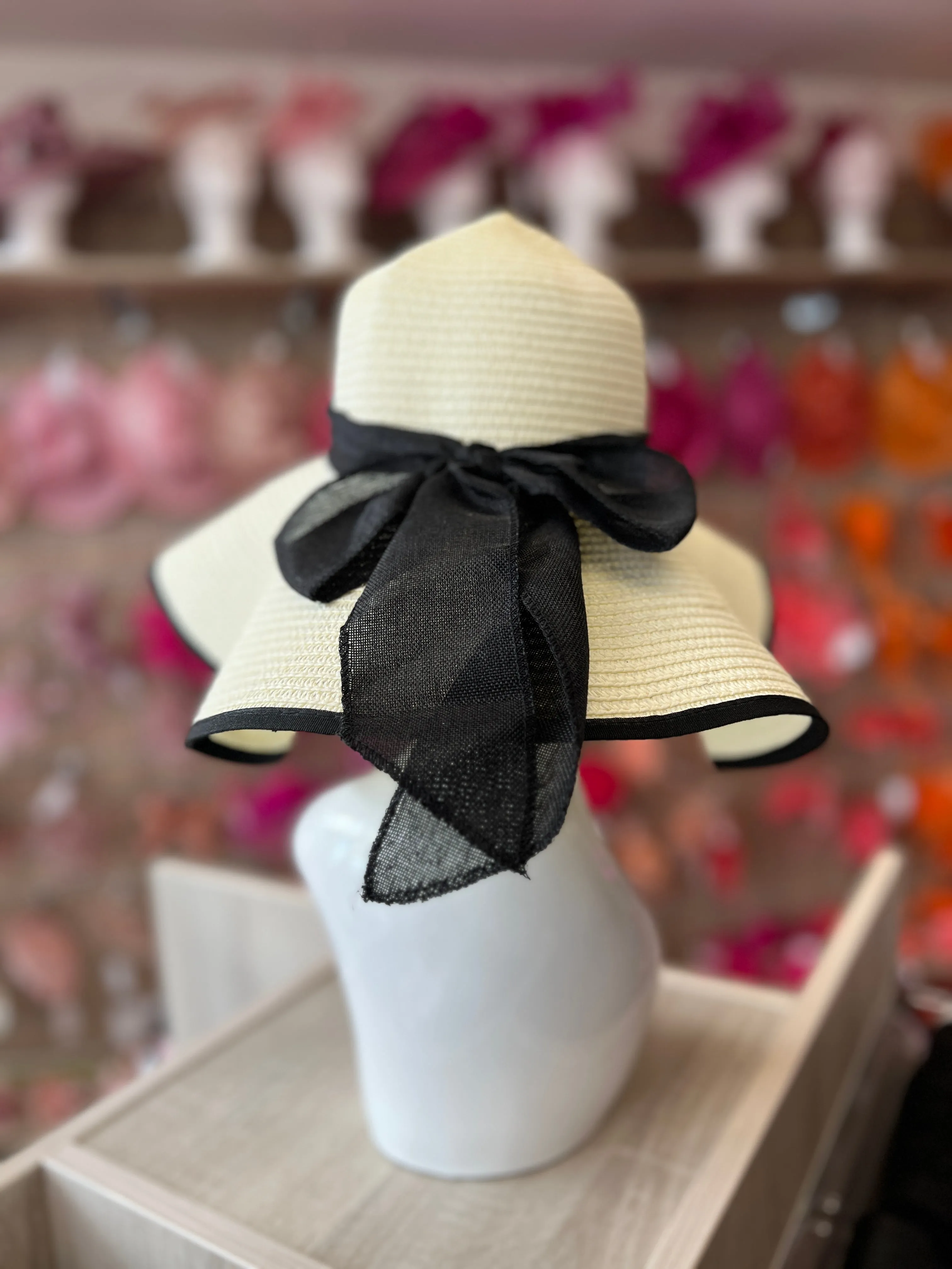 Summer Straw Floppy Hat Cream