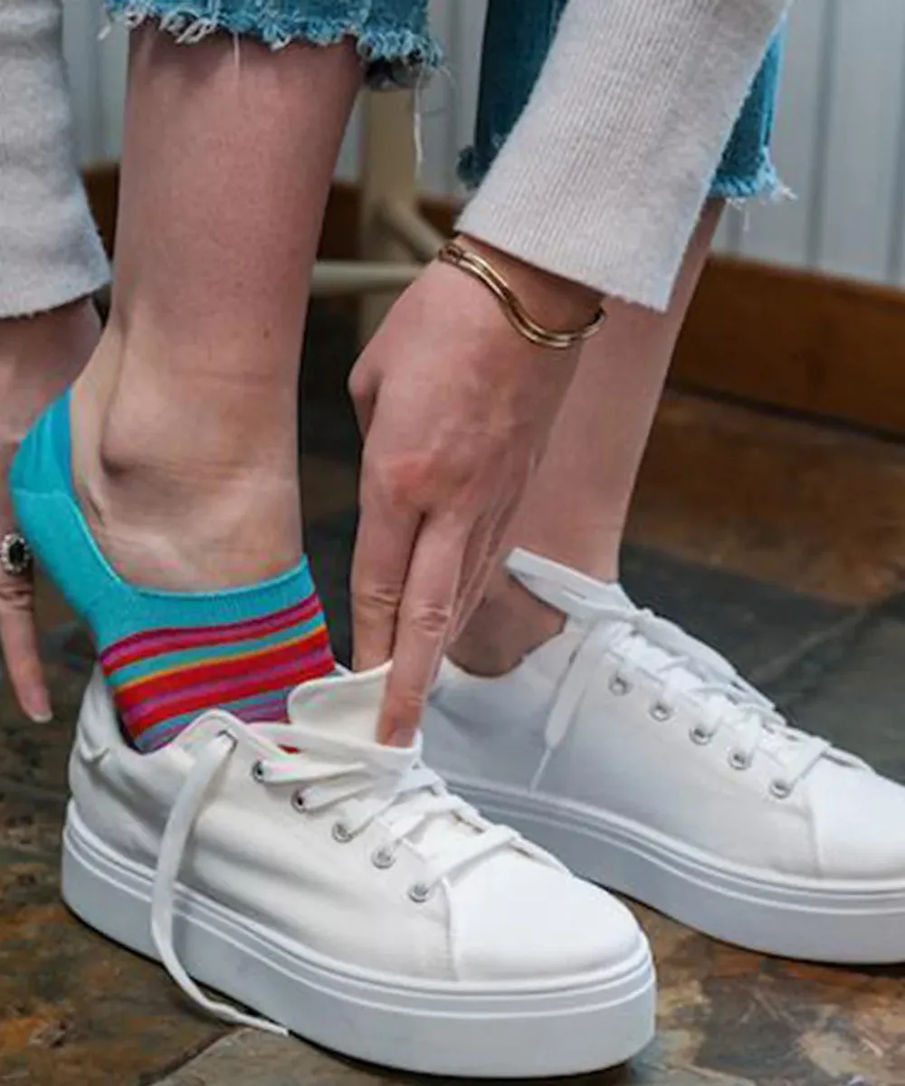 Swole Panda Pink and Blue Narrow Striped Socks