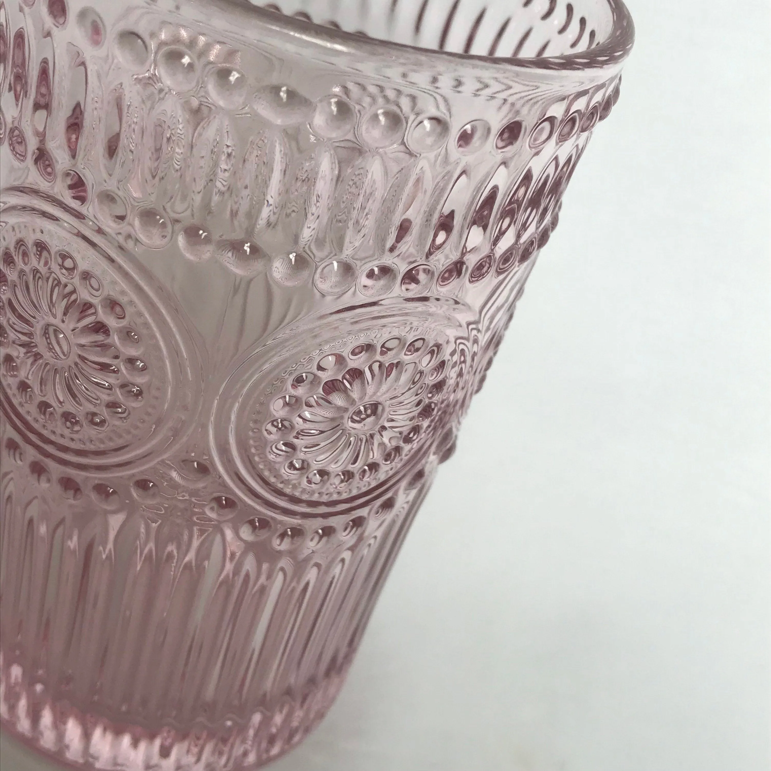 Tall Pink Patterned Glass Tumbler - Summer Glasses, Patterned Glasses,Summer Glassware,Gifts For Her,Colourful Glassware