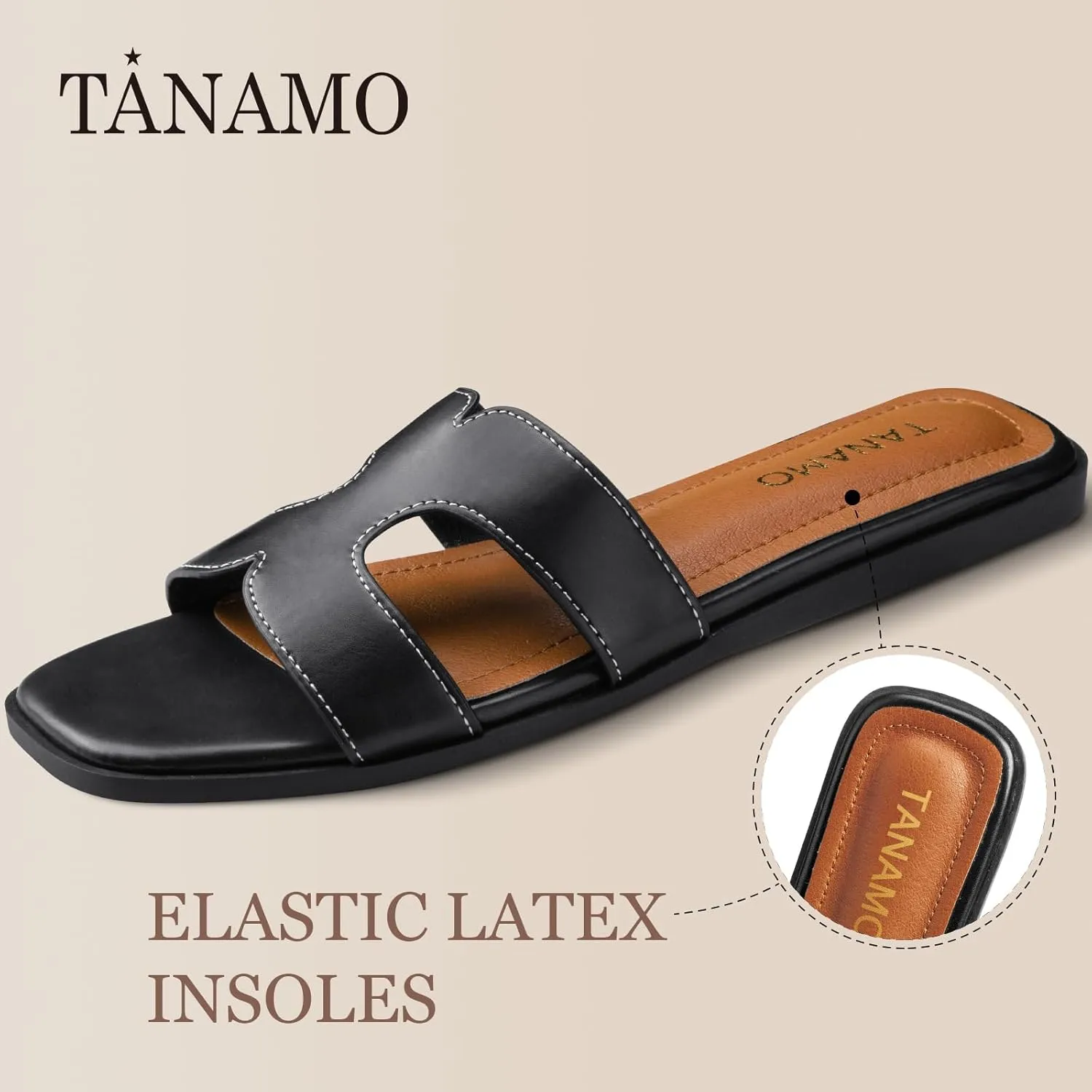 Tanamo Womens's Sandals Girls Slides Sandals Women Narrow Dressy Summer Flat Sandals Square Open Toe Casual Beach