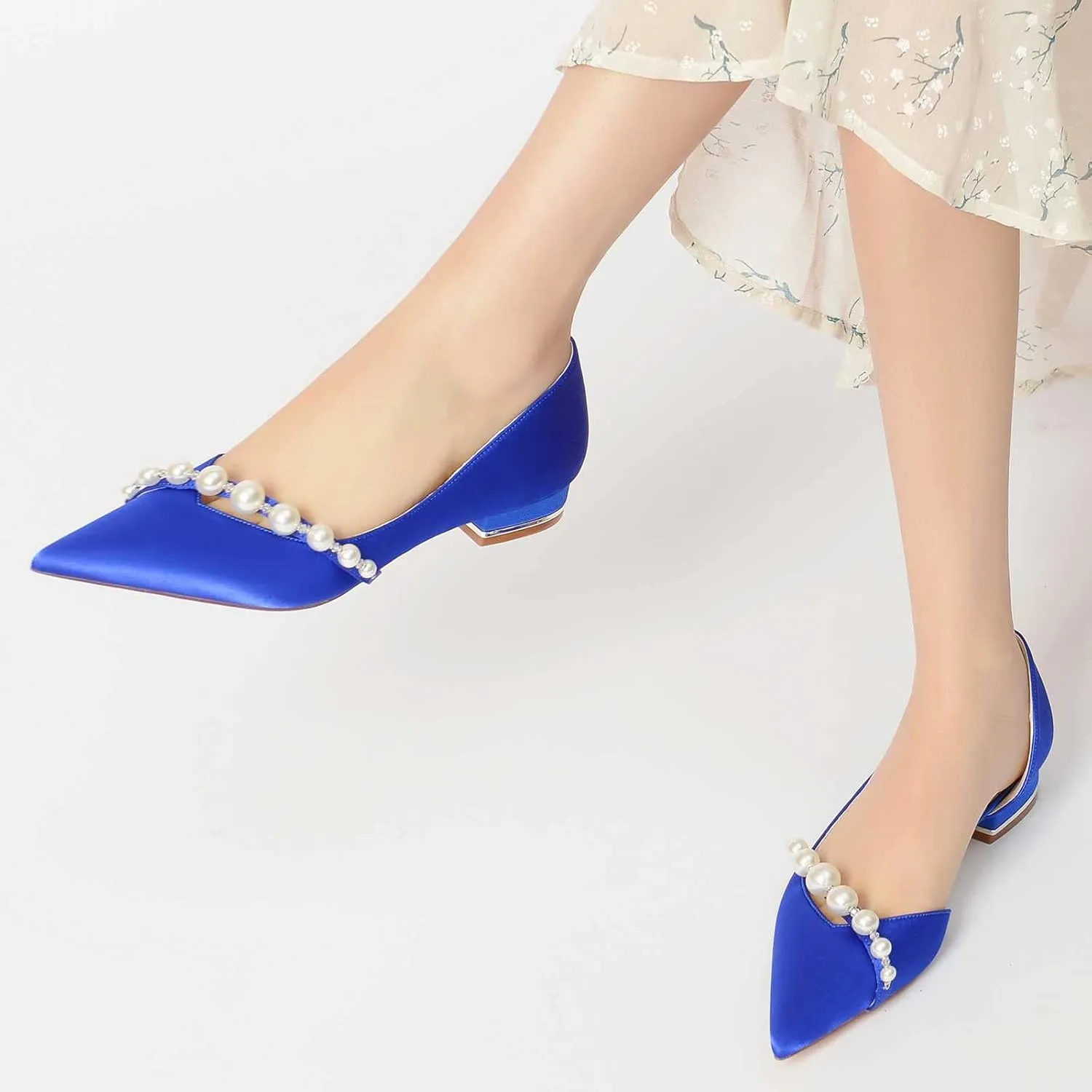 TarfiC Women's Pearl Wedding Flats for The Bride - Pointed Toe, Slip-On Design, Comfortable Bridal Shoes - Ideal for Evening Dress Occasions